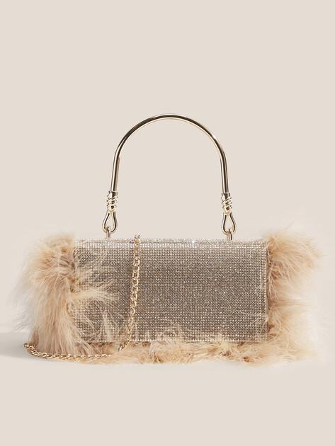 TENDANCE Clutch (textile/feathers)