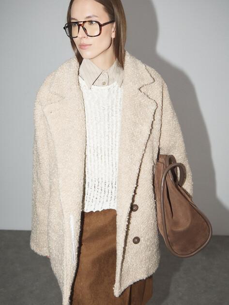 MAISON DAVID Short Coat (natural alpaca wool/acrylic/polyester)