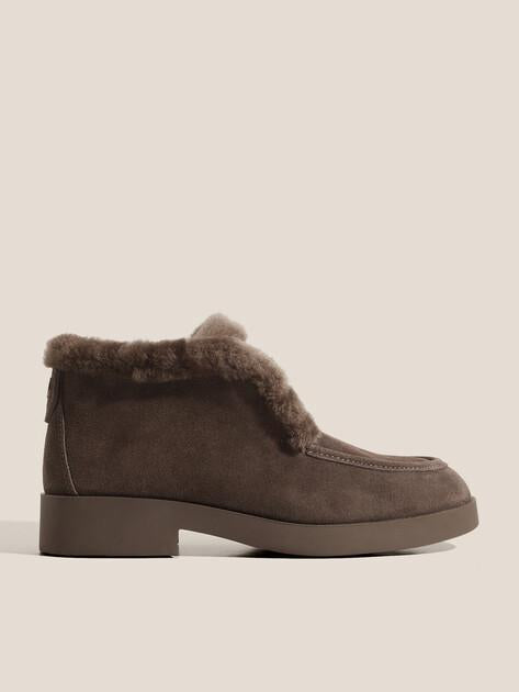 TENDANCE High loafers (natural suede/natural fur)