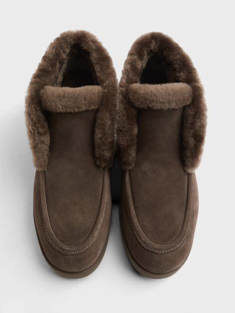 TENDANCE High loafers (natural suede/natural fur)
