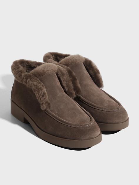 TENDANCE High loafers (natural suede/natural fur)