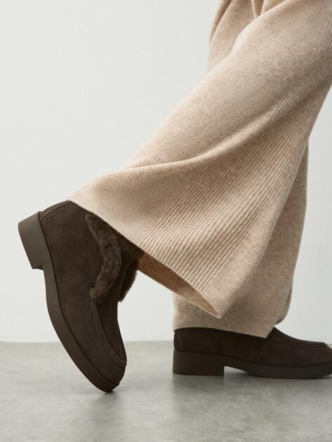 TENDANCE High loafers (natural suede/natural fur)