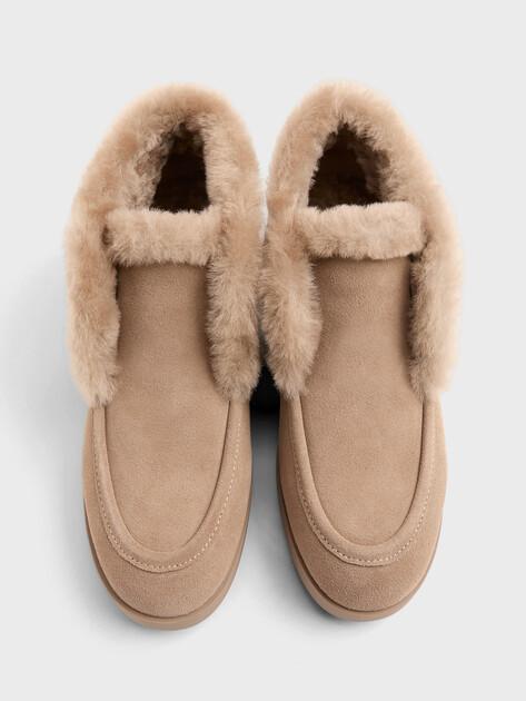 TENDANCE High loafers (natural suede/natural fur)