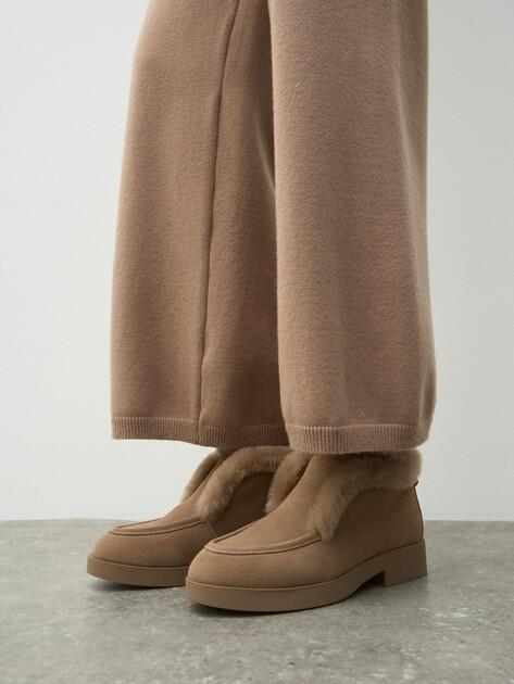 TENDANCE High loafers (natural suede/natural fur)