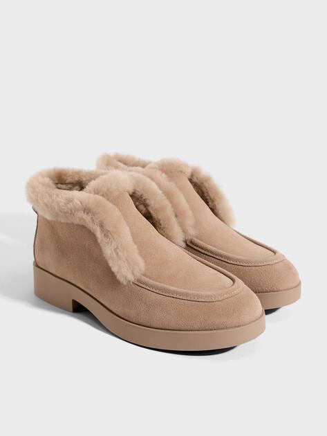 TENDANCE High loafers (natural suede/natural fur)