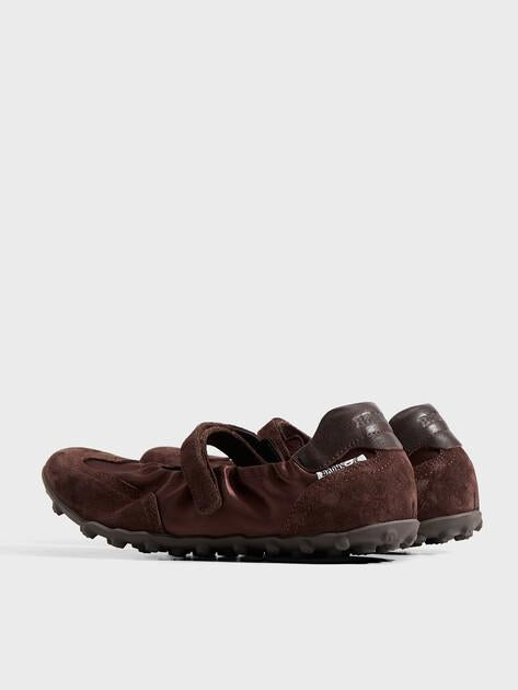 BRONX Mary Jane Gravit-yy Ballet Flats (Satin/Natural Suede)