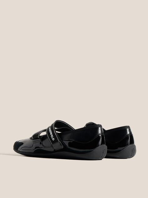 KARL LAGERFELD ALTIA Kross Strap Mary Jane Ballet Flats (Genuine Leather/Genuine Suede)
