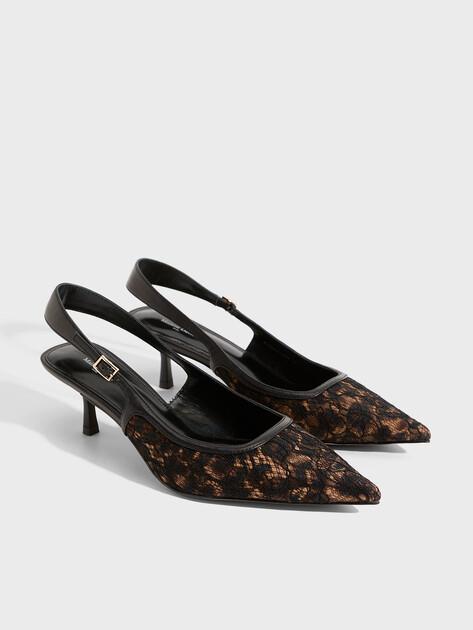 MAISON DAVID Slingbacks (textile/genuine leather)