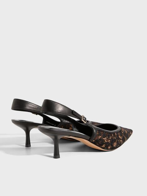 MAISON DAVID Slingbacks (textile/genuine leather)