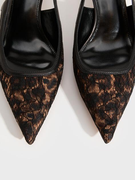MAISON DAVID Slingbacks (textile/genuine leather)