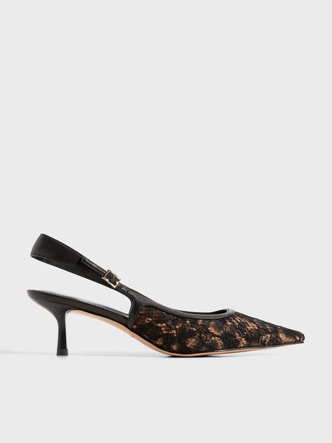 MAISON DAVID Slingbacks (textile/genuine leather)