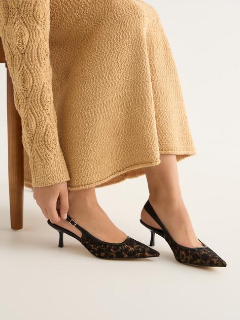 MAISON DAVID Slingbacks (textile/genuine leather)