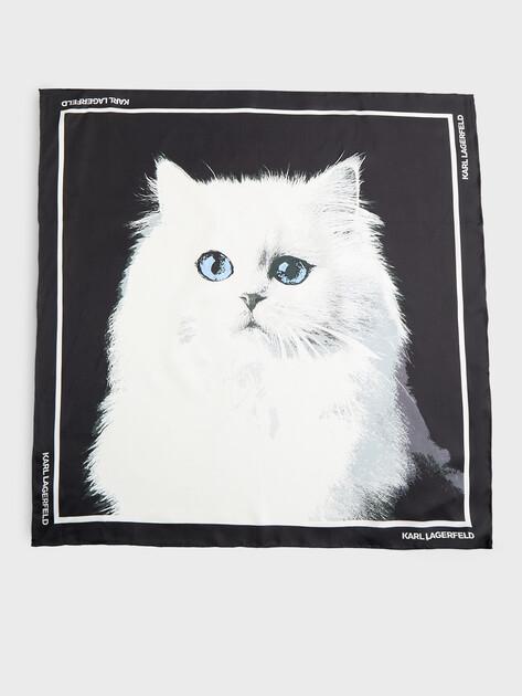 KARL LAGERFELD Ikon choupette silk scarf (natural silk)