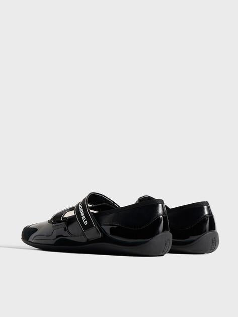 KARL LAGERFELD ALTIA Kross Strap Mary Jane Ballet Flats (Genuine Leather/Genuine Suede)
