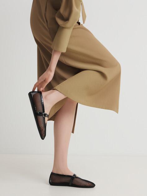 TENDANCE Mary Jane ballet flats (textile/genuine leather)