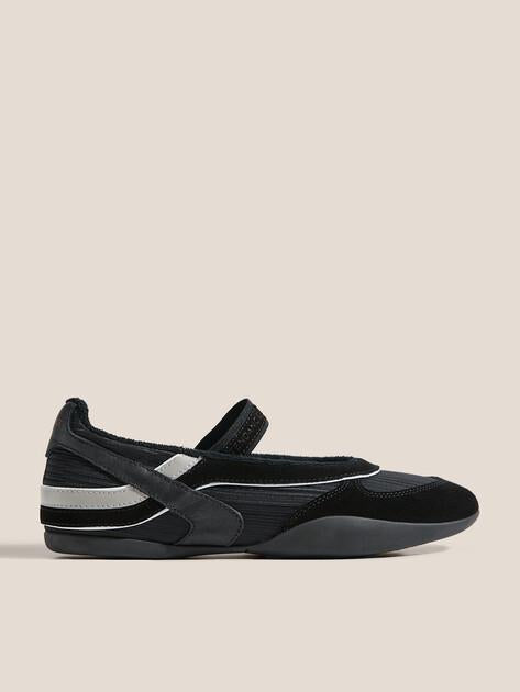 TENDANCE Mary Jane ballet flats (natural suede/textile)
