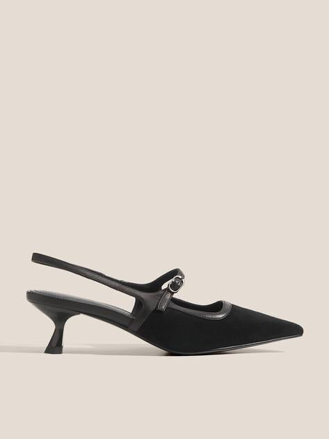 TENDANCE Slingback Shoes (Genuine Suede/Genuine Leather)