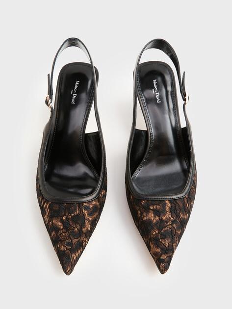 MAISON DAVID Slingbacks (textile/genuine leather)