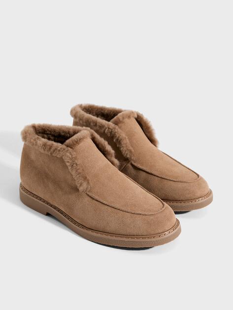 TENDANCE Ψηλά loafers (φυσικό σουέτ/φυσική γούνα)