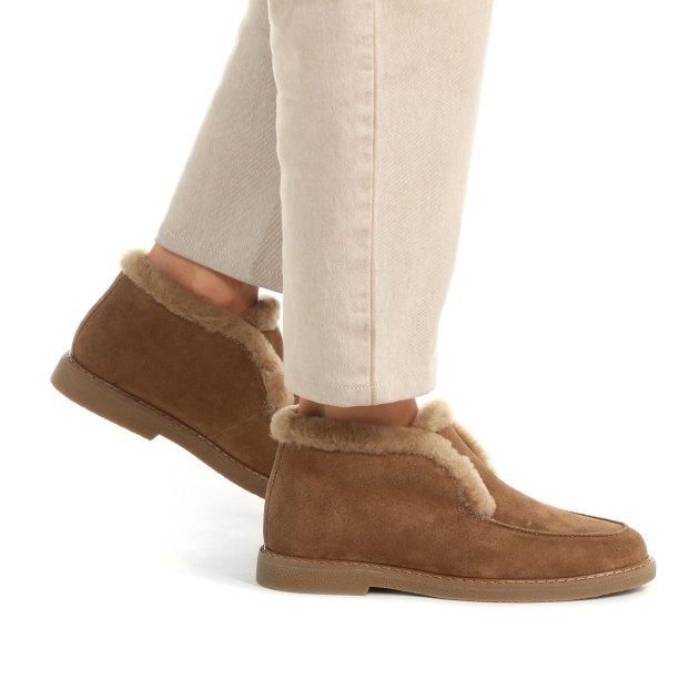 TENDANCE High loafers (natural suede/natural fur)