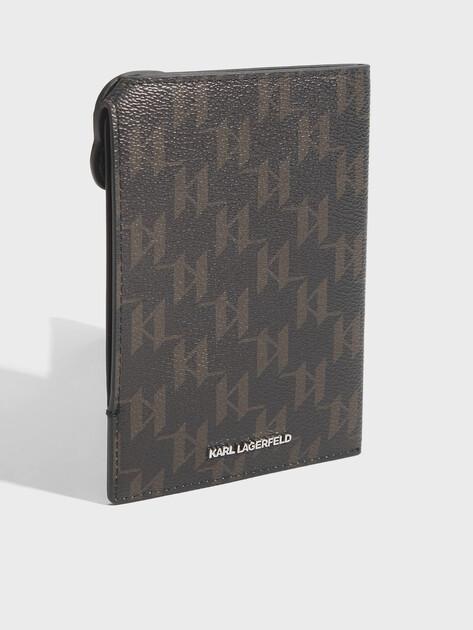 Karl Lagerfeld Ikon Monogram CC Passport Case (Faux Leather)
