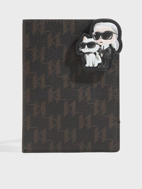Karl Lagerfeld Ikon Monogram CC Passport Case (Faux Leather)