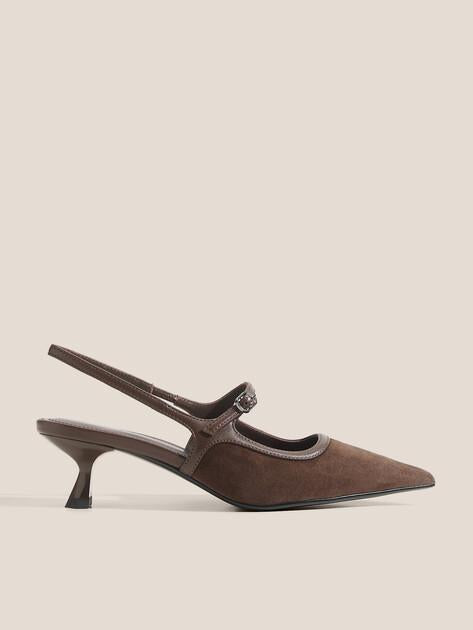 TENDANCE Slingback Shoes (Genuine Suede/Genuine Leather)
