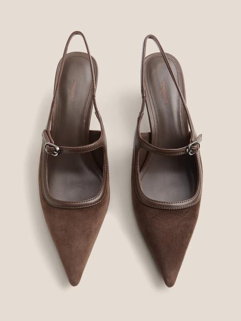 TENDANCE Slingback Shoes (Genuine Suede/Genuine Leather)