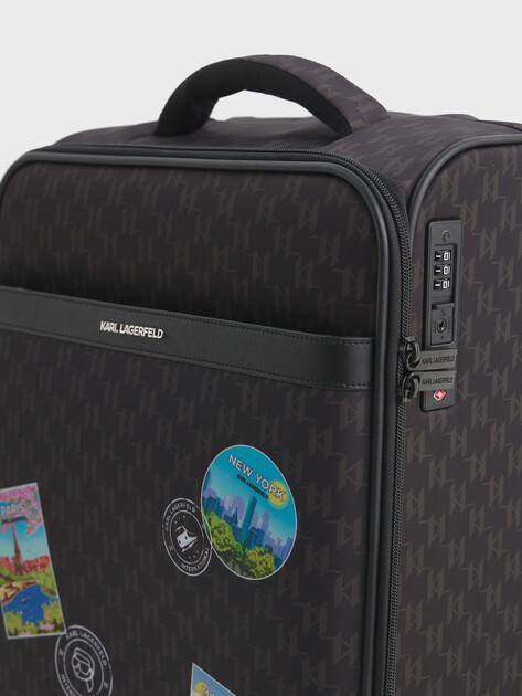 KARL LAGERFELD Ikon Monogram Nylon Trolley Suitcase