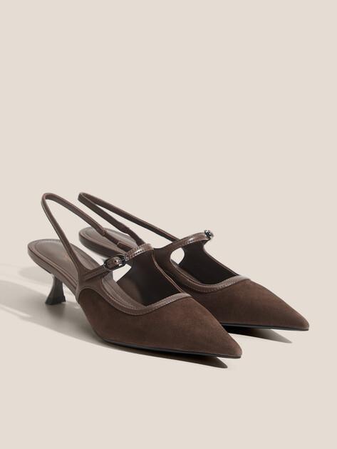 TENDANCE Slingback Shoes (Genuine Suede/Genuine Leather)
