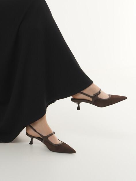TENDANCE Slingback Shoes (Genuine Suede/Genuine Leather)