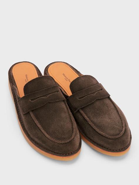 MAISON DAVID Mules (natural suede/natural rubber sole)