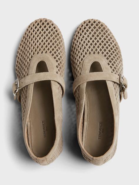 TENDANCE Mary Jane ballet flats (natural suede)