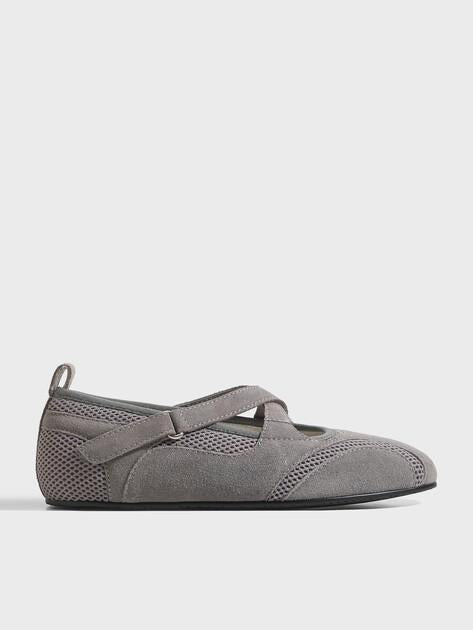 TENDANCE Mary Jane ballet flats (natural suede/textile)