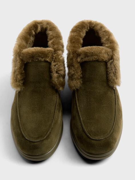 TENDANCE High loafers (natural suede/natural fur)
