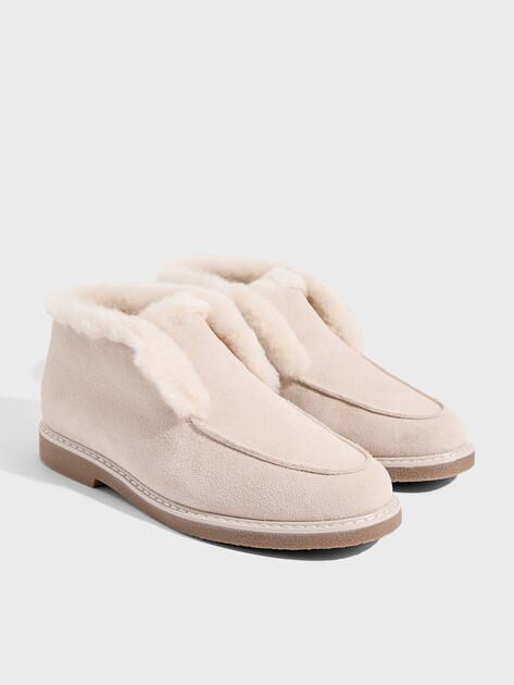 TENDANCE High loafers (natural suede/natural fur)