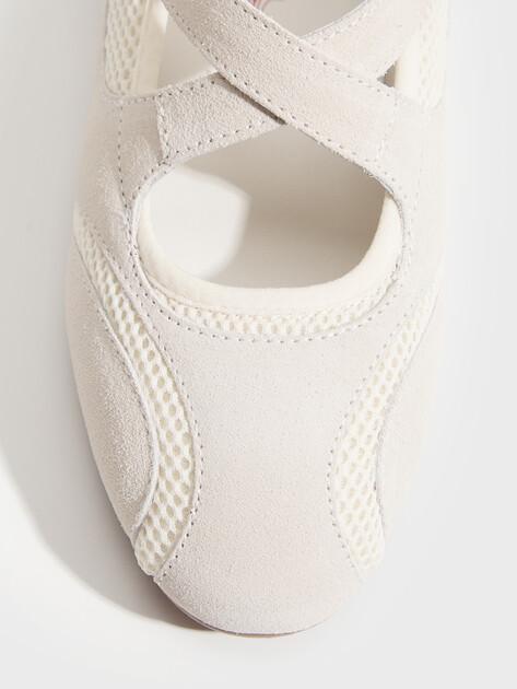 TENDANCE Mary Jane ballet flats (natural suede/textile)