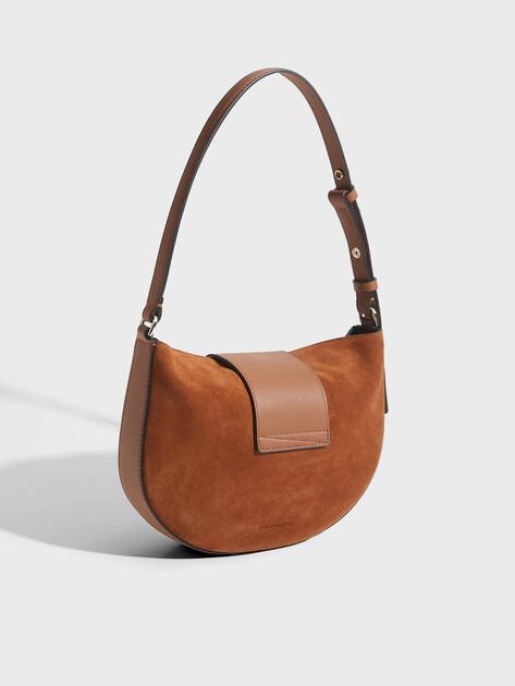 KARL LAGERFELD k/signature fl halfmoon sb sue bag (genuine suede/genuine leather)