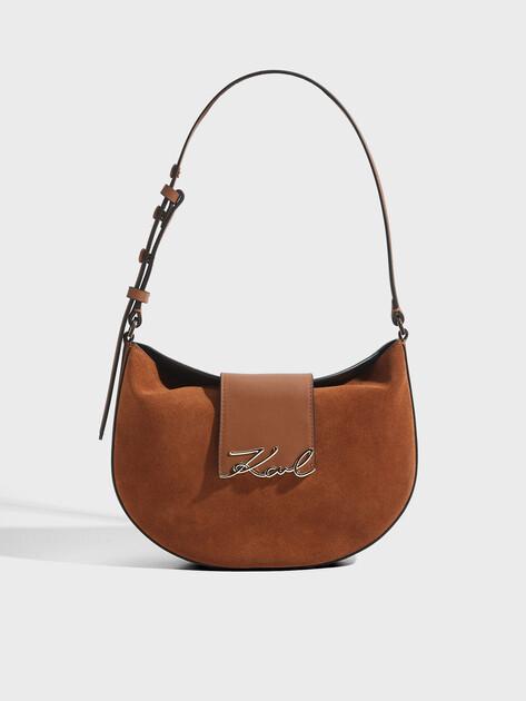 KARL LAGERFELD k/signature fl halfmoon sb sue bag (genuine suede/genuine leather)
