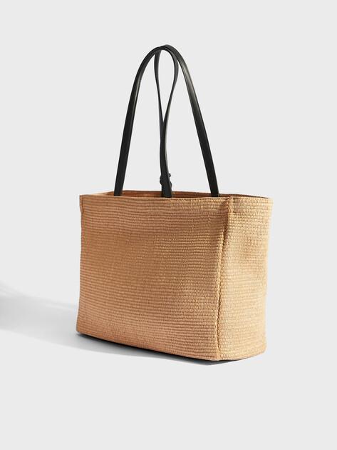 KARL LAGERFELD k/signature flower raffia tote beach bag (polypropylene/polyester)