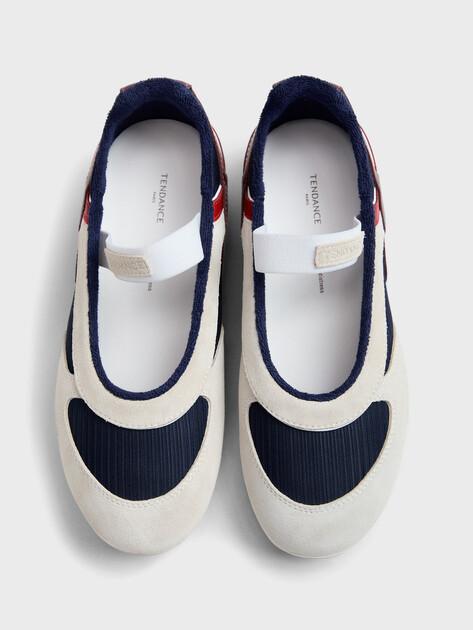 TENDANCE Mary Jane ballet flats (natural suede/textile)