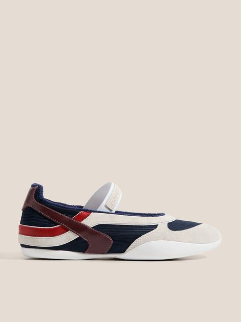 TENDANCE Mary Jane ballet flats (natural suede/textile)
