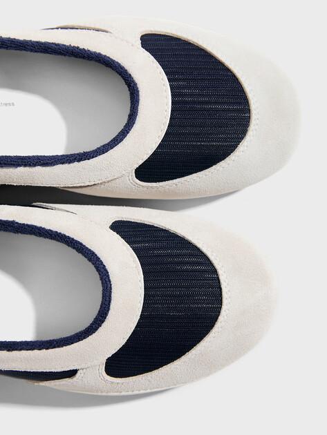 TENDANCE Mary Jane ballet flats (natural suede/textile)