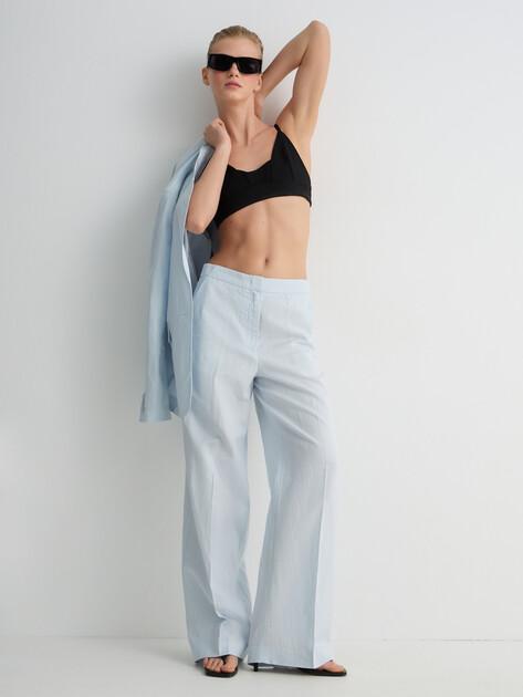 MAISON DAVID Wide-leg trousers (linen/silk)